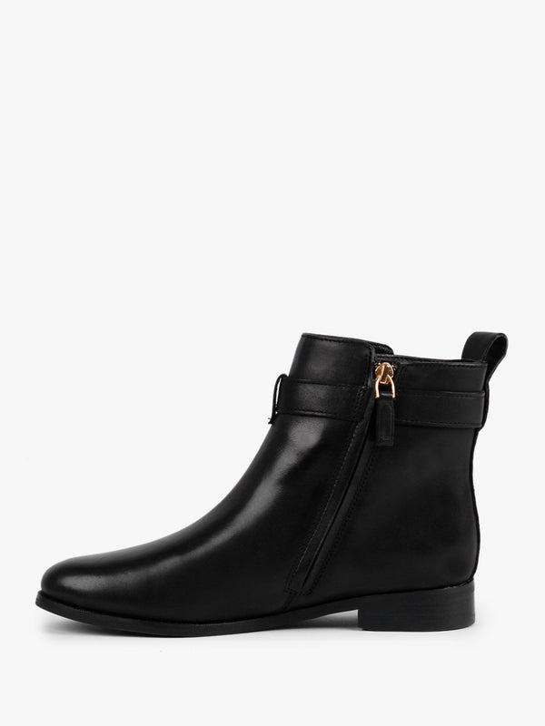 Briele Black Leather Ankle Boots