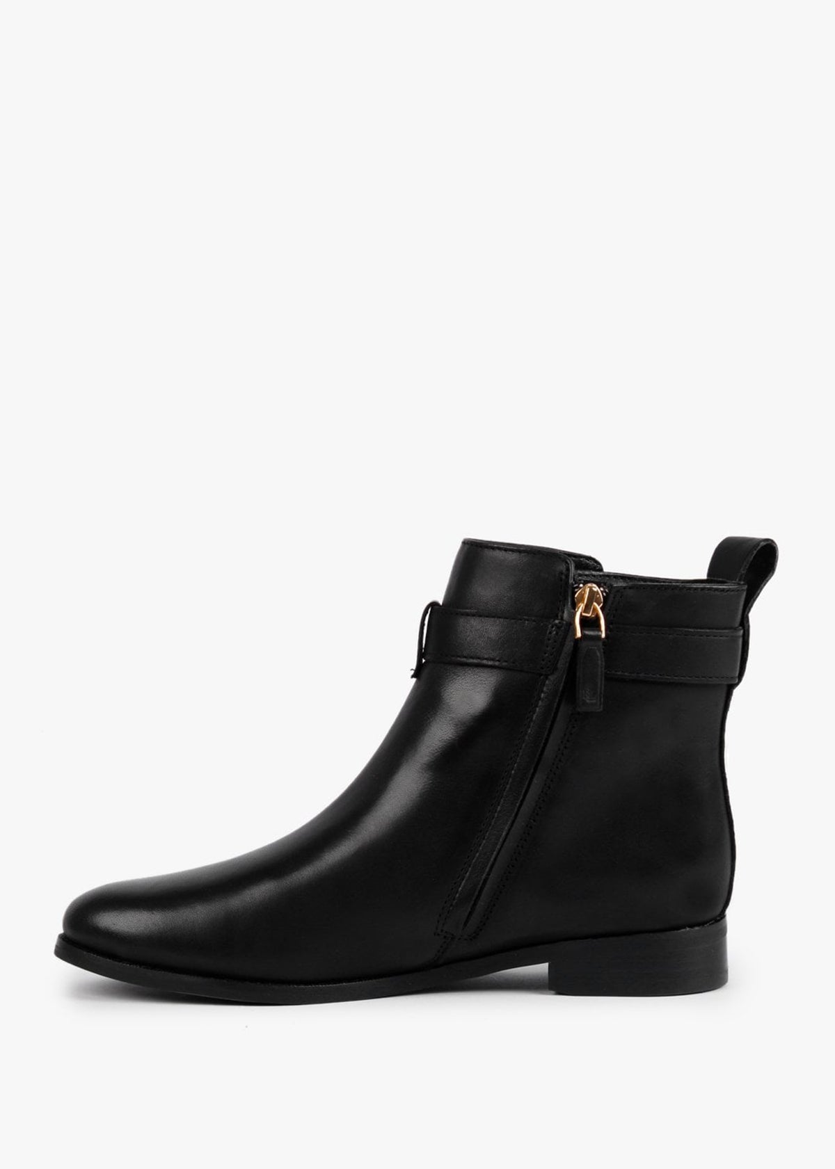Briele Black Leather Ankle Boots