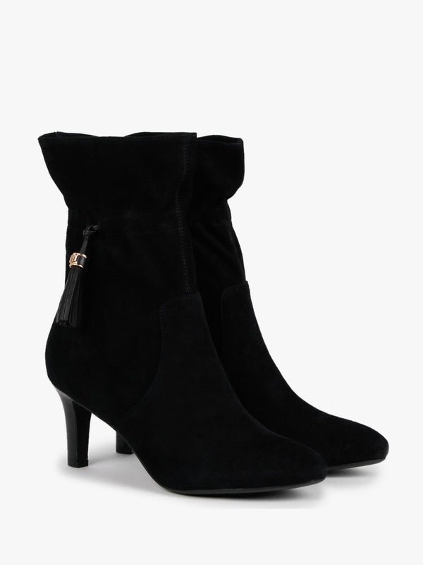 Candace Black Suede Ankle Boots