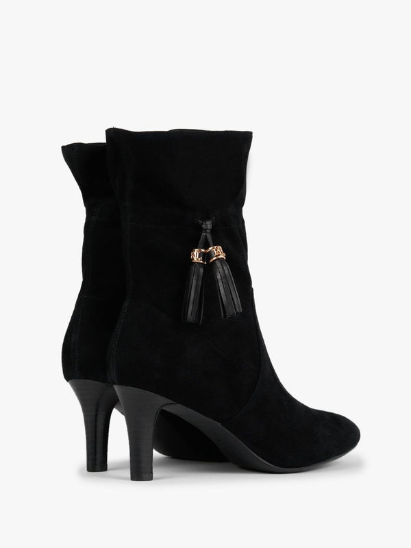 Candace Black Suede Ankle Boots