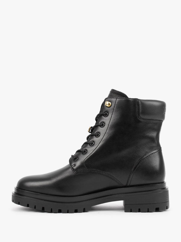 Carlee Black Leather Ankle Boots