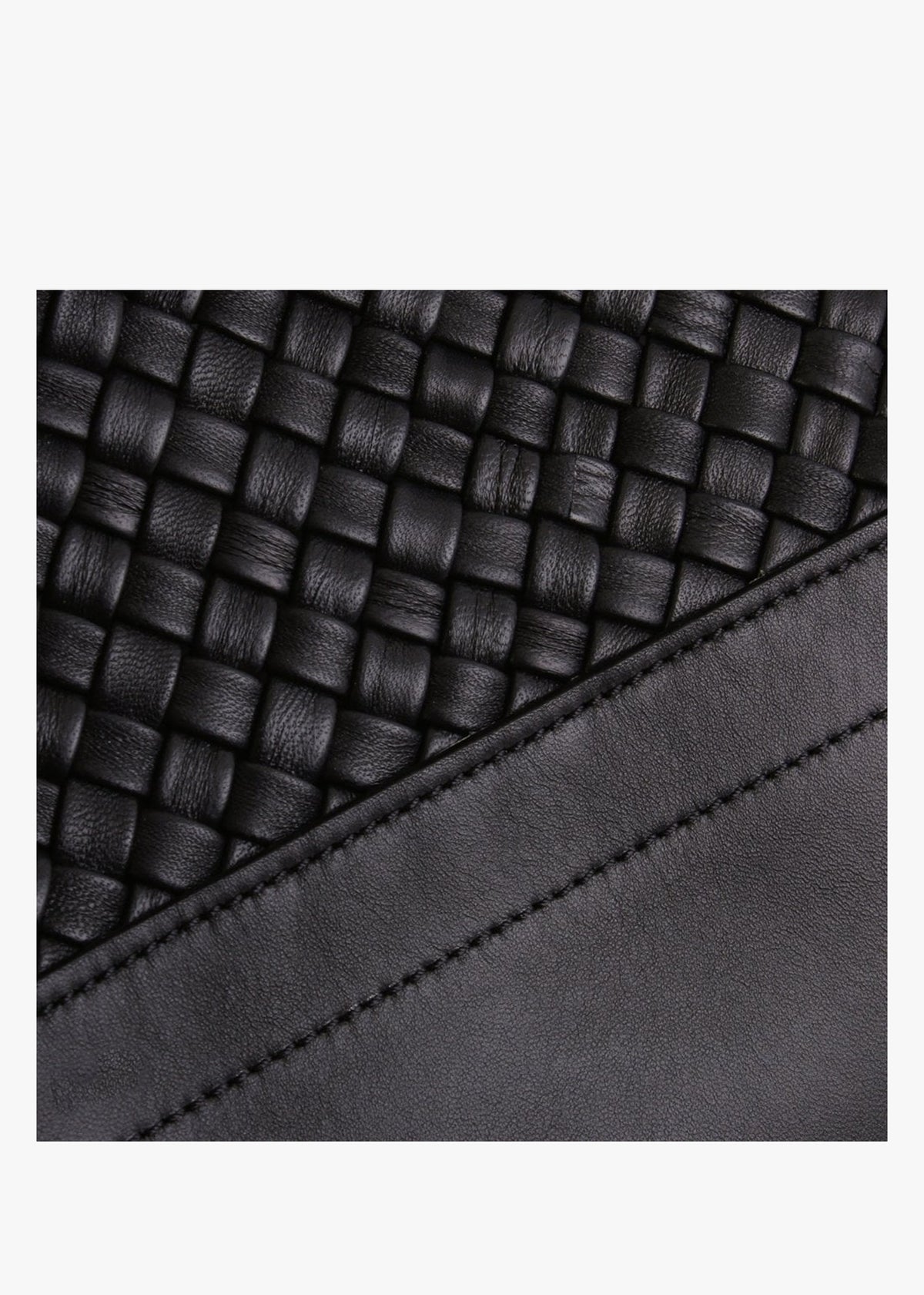 Woven Black Leather Bucket Bag
