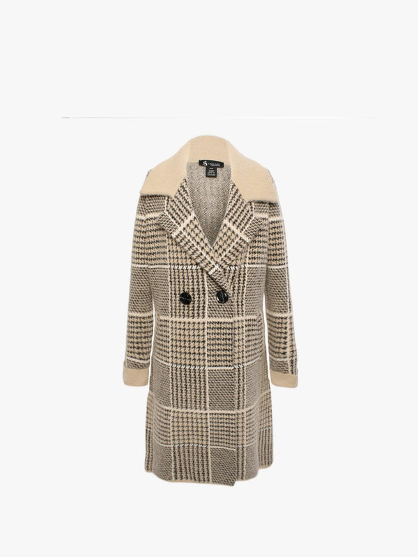 Taupe Knitted Longline Coat