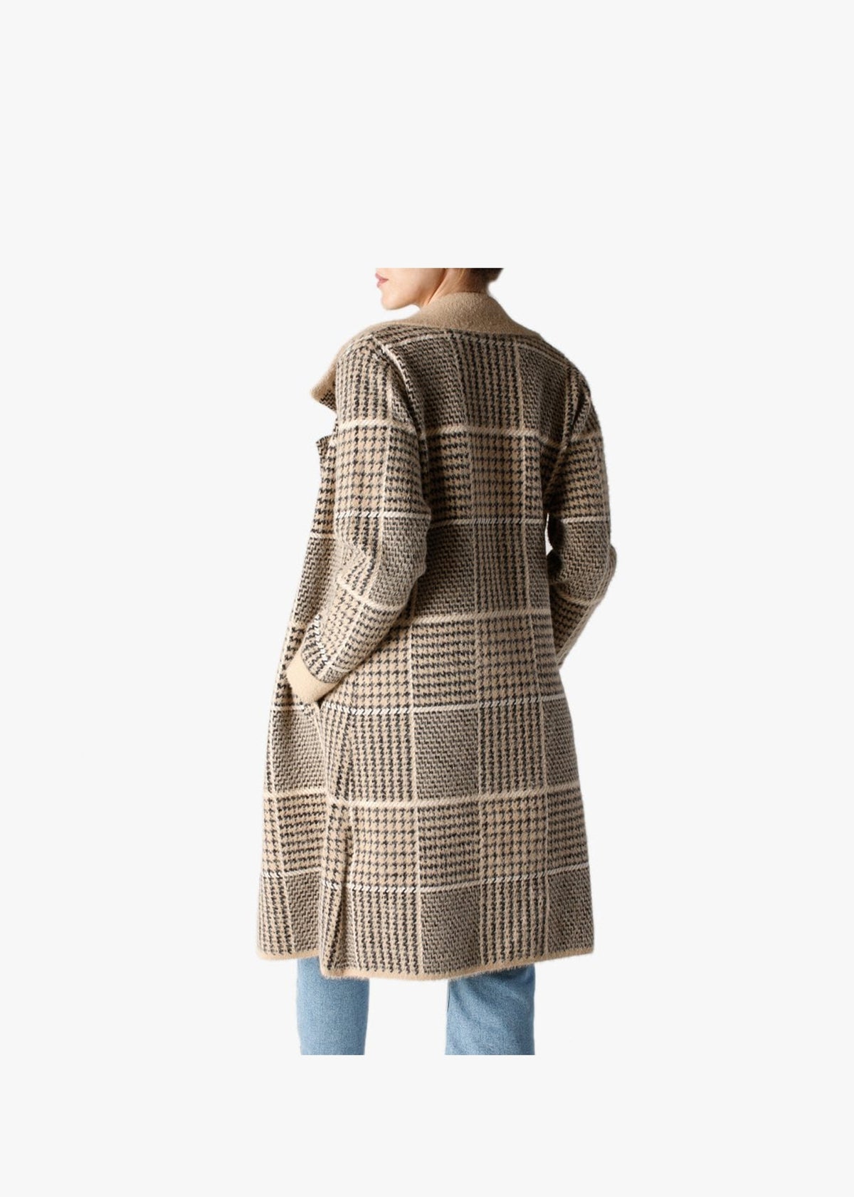 Taupe Knitted Longline Coat