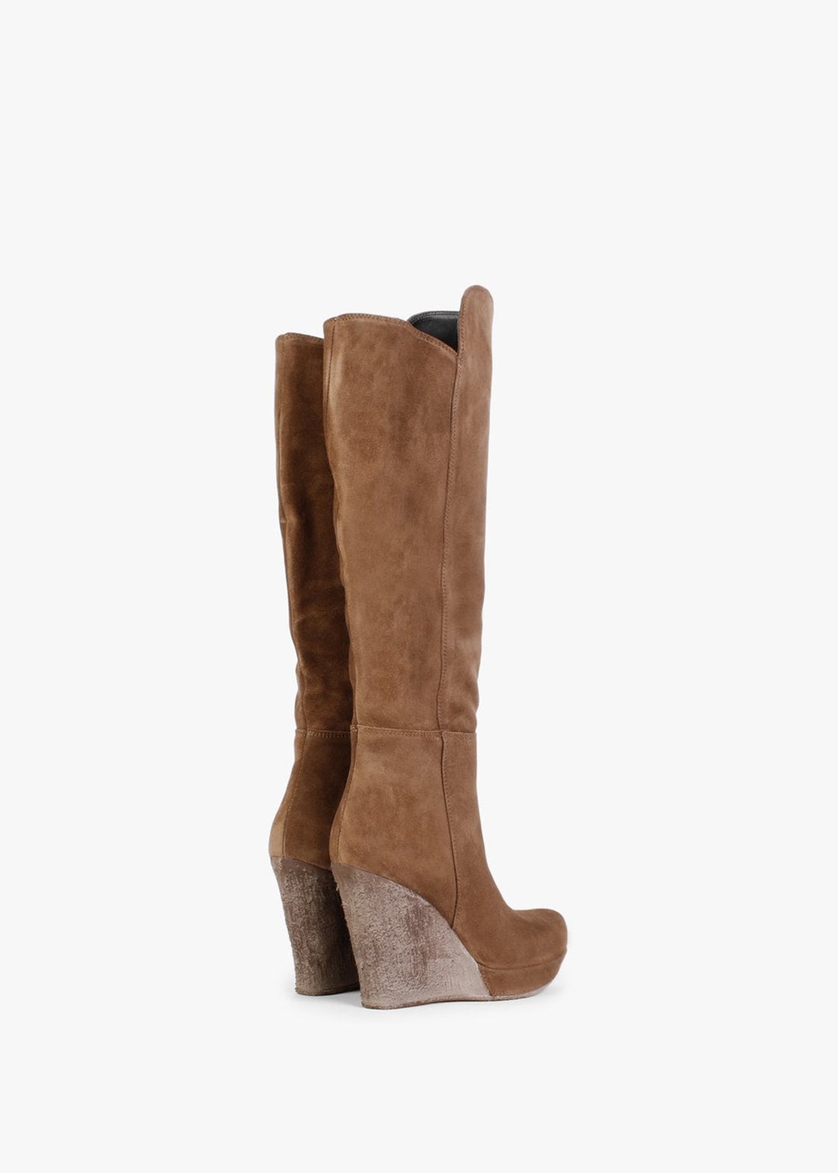 Wisdom Tan Suede Knee High Wedge Boots