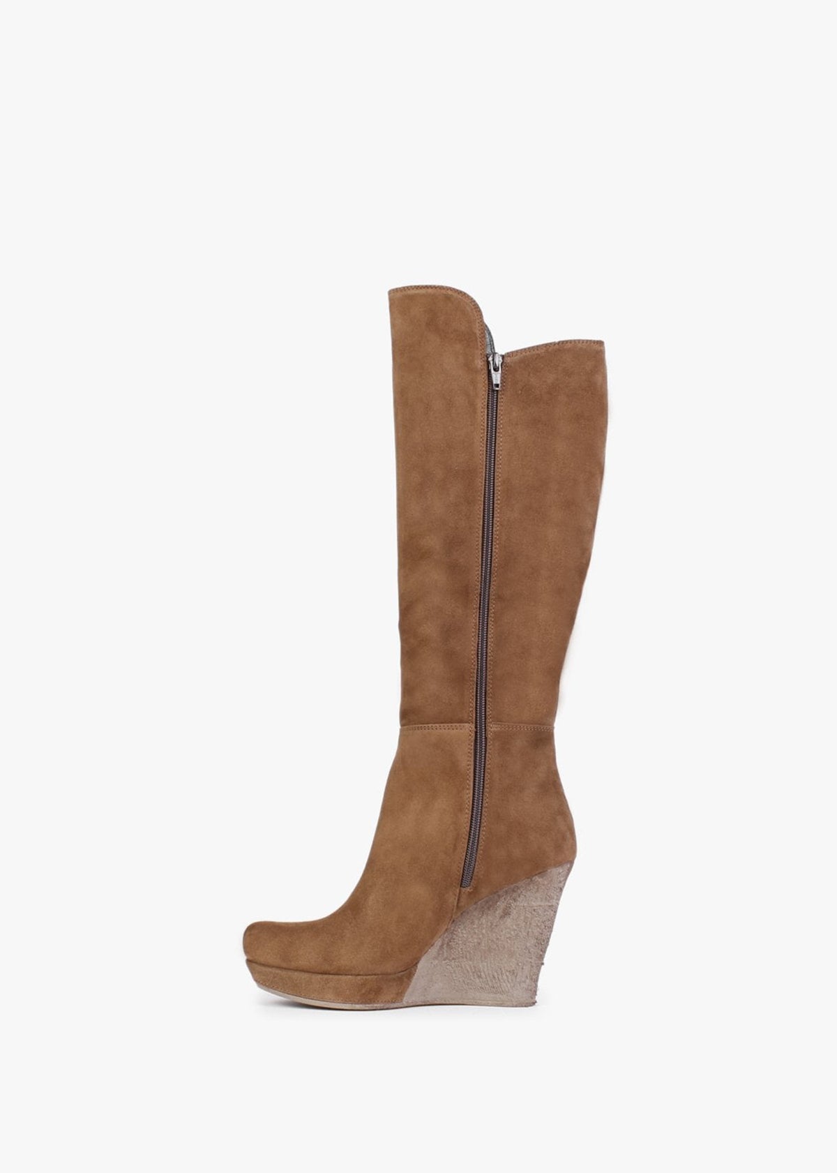 Wisdom Tan Suede Knee High Wedge Boots