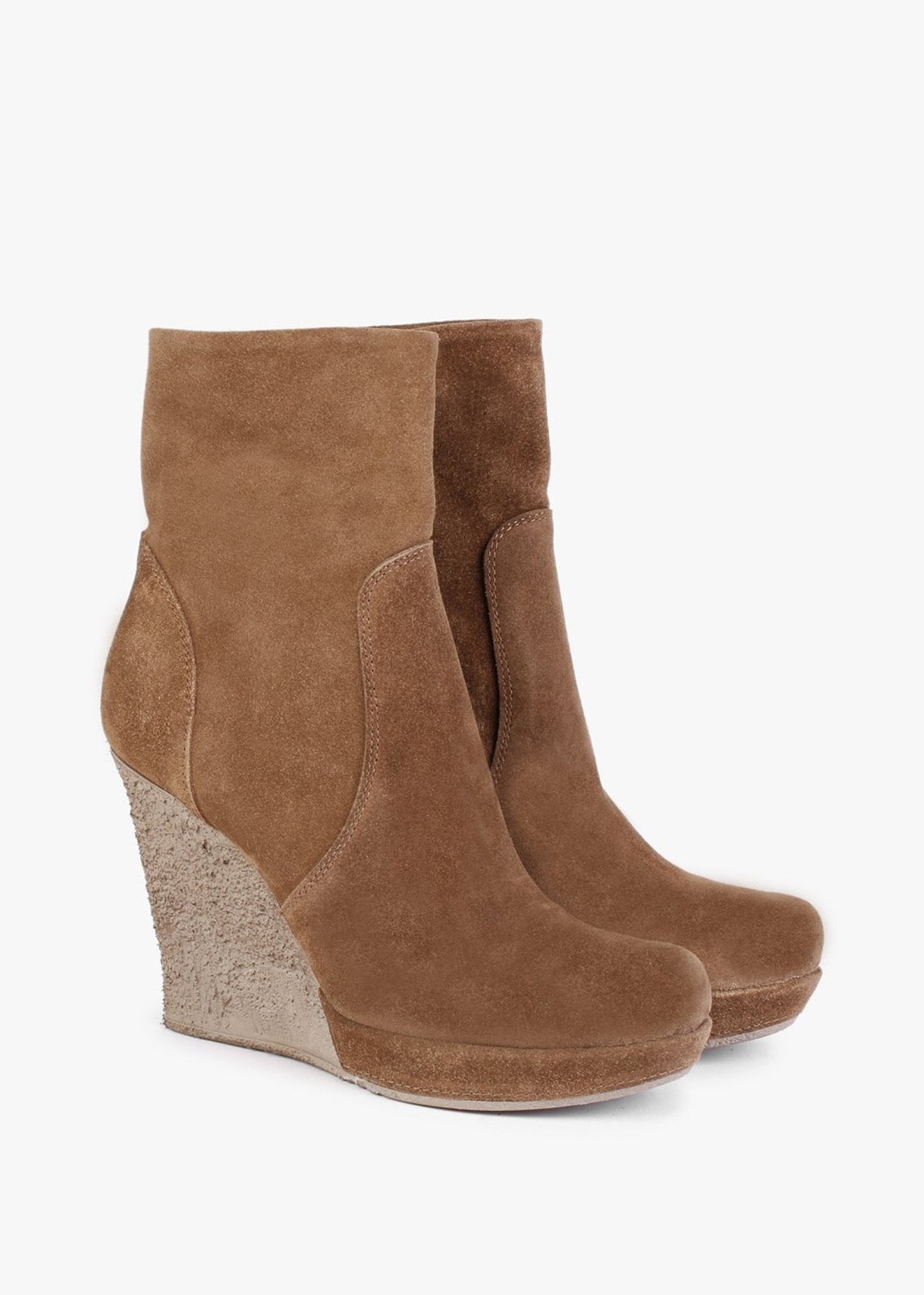 Wisest Tan Suede Wedge Ankle Boots