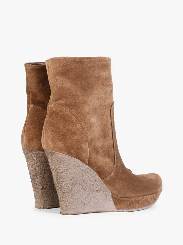 Wisest Tan Suede Wedge Ankle Boots
