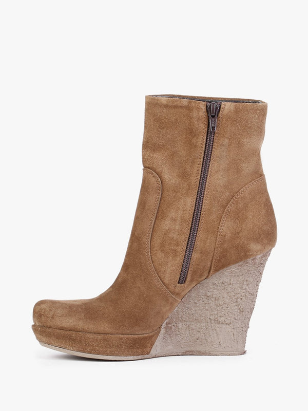 Wisest Tan Suede Wedge Ankle Boots