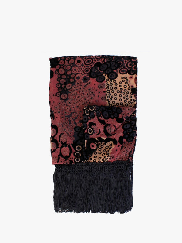 Devore Blush Abstract Tassel Trim Scarf