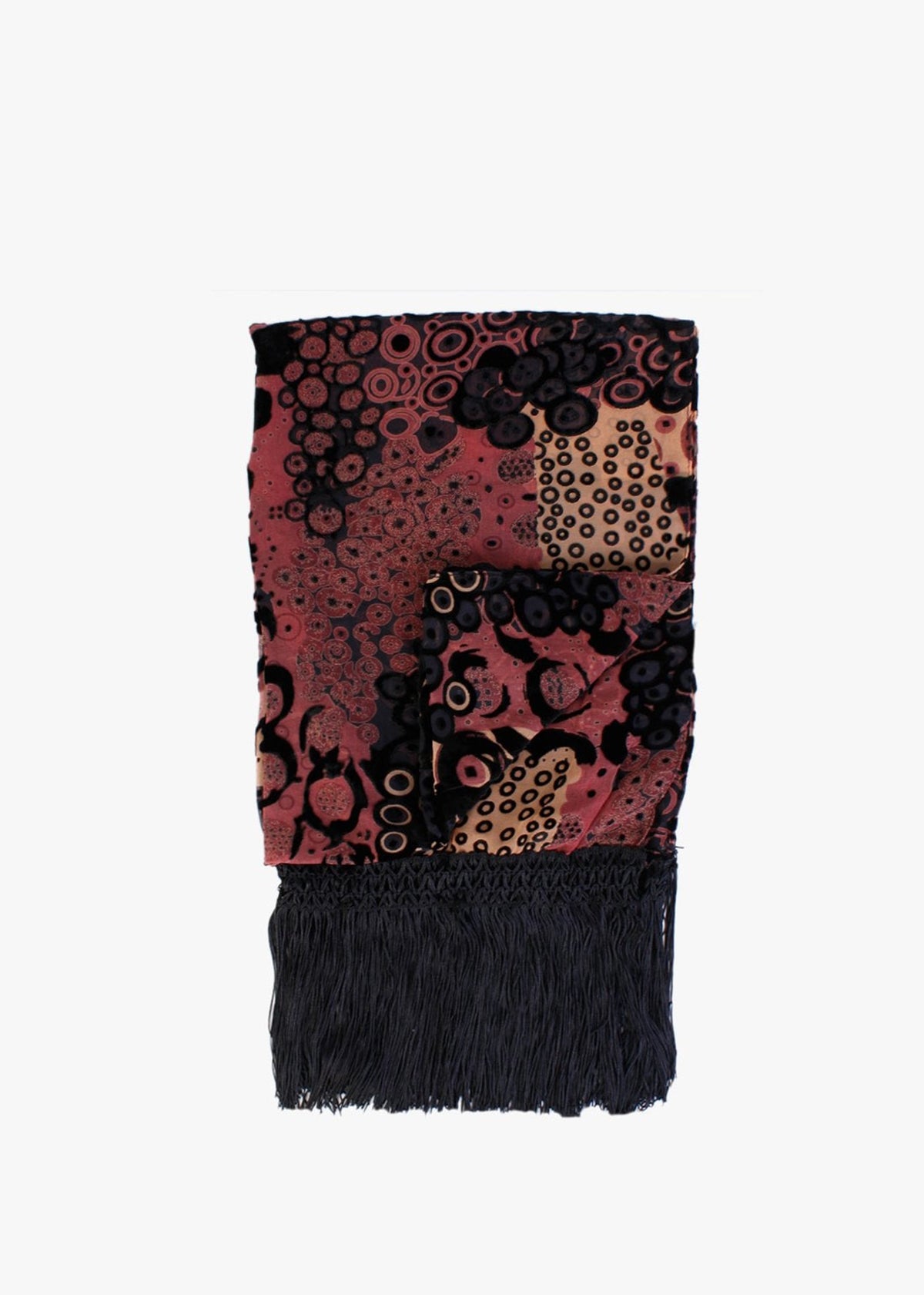 Devore Blush Abstract Tassel Trim Scarf