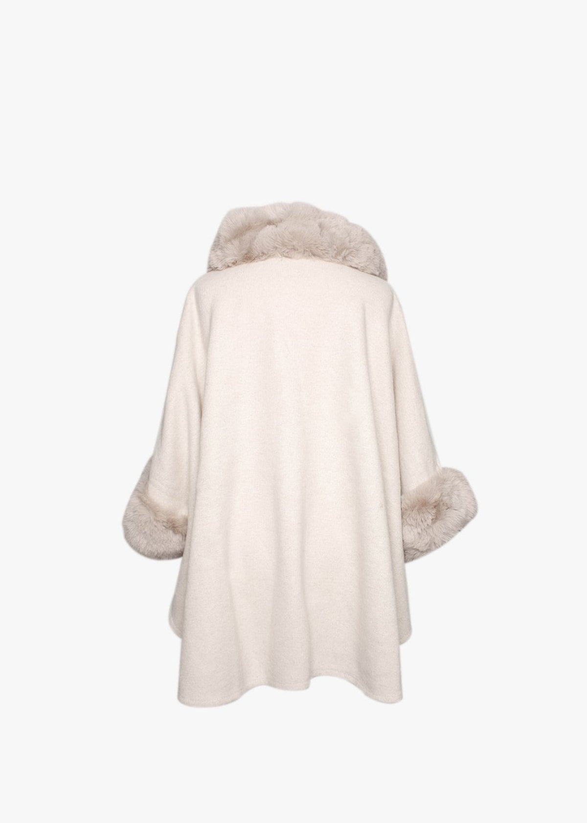 Beige Faux Fur Trim Cape