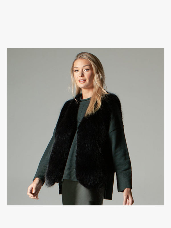 Black Faux Fur Gilet