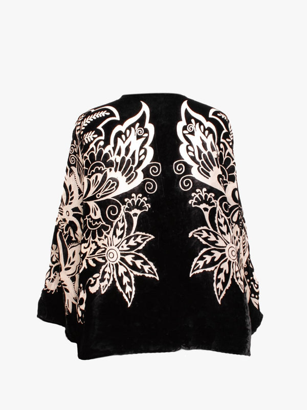 Black Devore Short Kimono