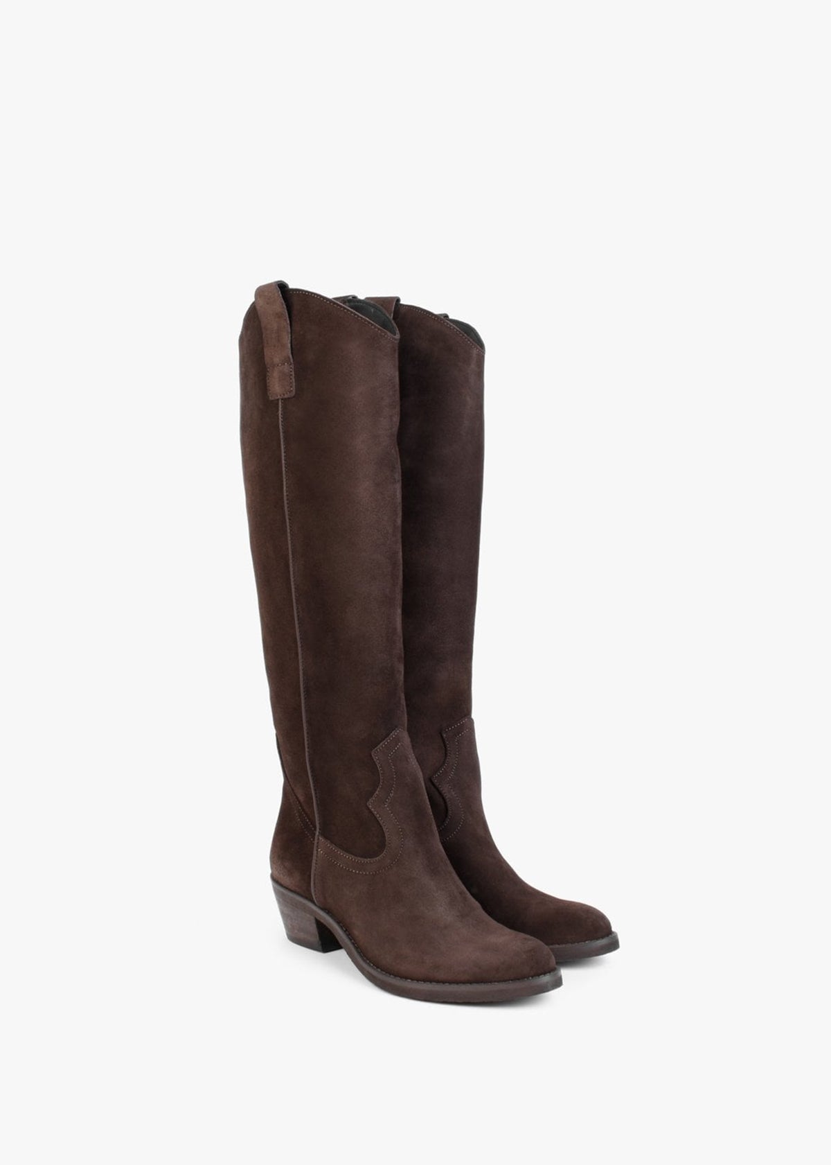 Kermax Brown Suede Western Knee Boots
