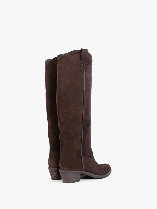 Kermax Brown Suede Western Knee Boots