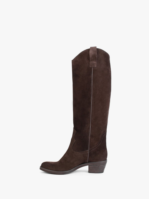 Kermax Brown Suede Western Knee Boots
