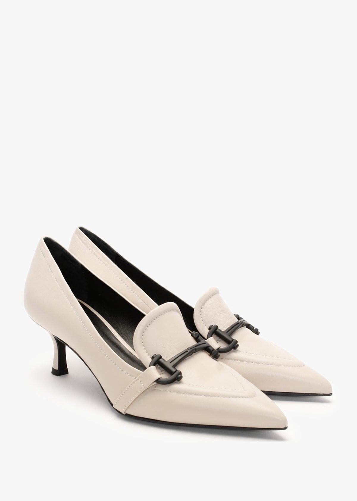 Nobuck Beige Leather Kitten Heel Court Shoes