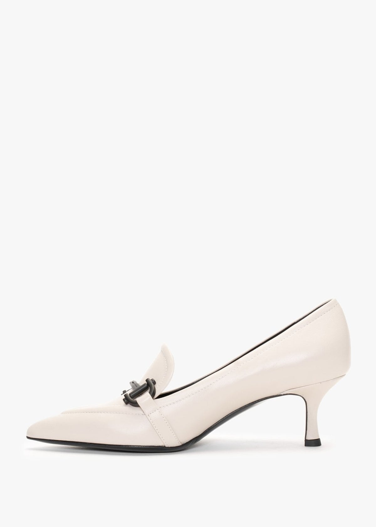 Nobuck Beige Leather Kitten Heel Court Shoes