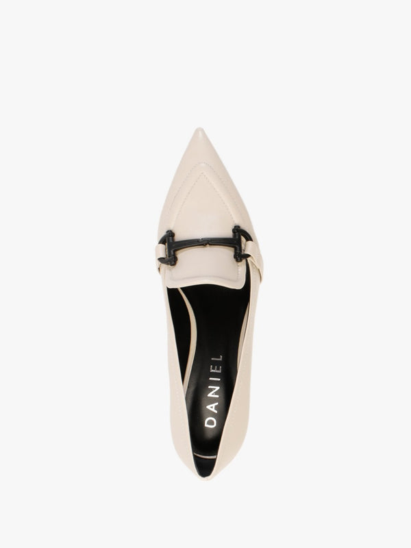 Nobuck Beige Leather Kitten Heel Court Shoes