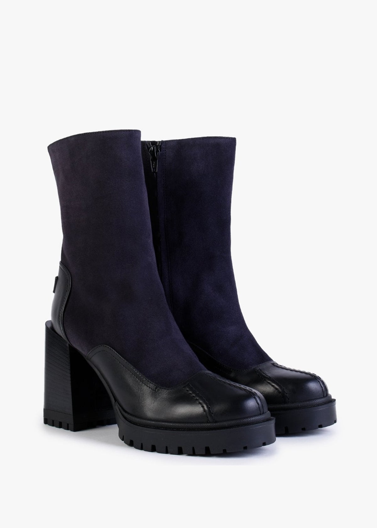 Climb Mid Length Grafite Nero Suede Block Heel Platform Boots