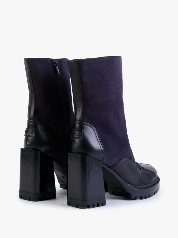 Climb Mid Length Grafite Nero Suede Block Heel Platform Boots