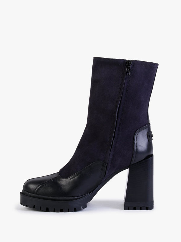 Climb Mid Length Grafite Nero Suede Block Heel Platform Boots