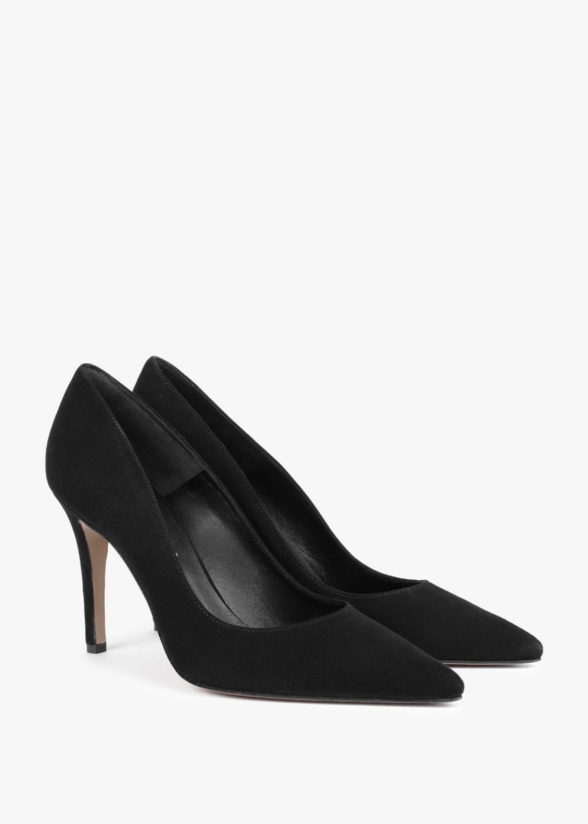 Acourt Black Suede High Heel Court Shoes