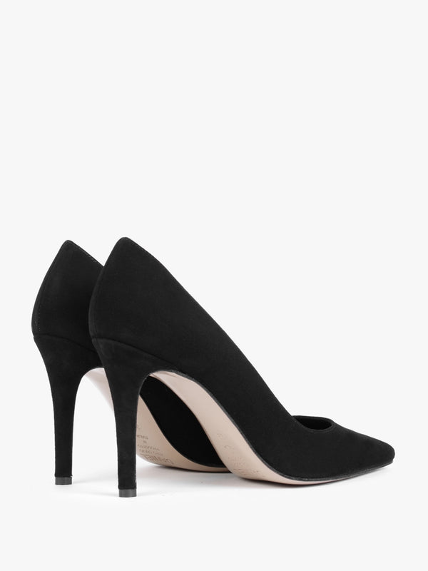 Acourt Black Suede High Heel Court Shoes