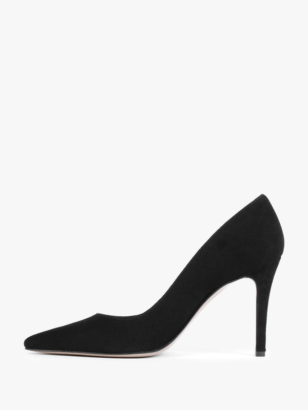 Acourt Black Suede High Heel Court Shoes