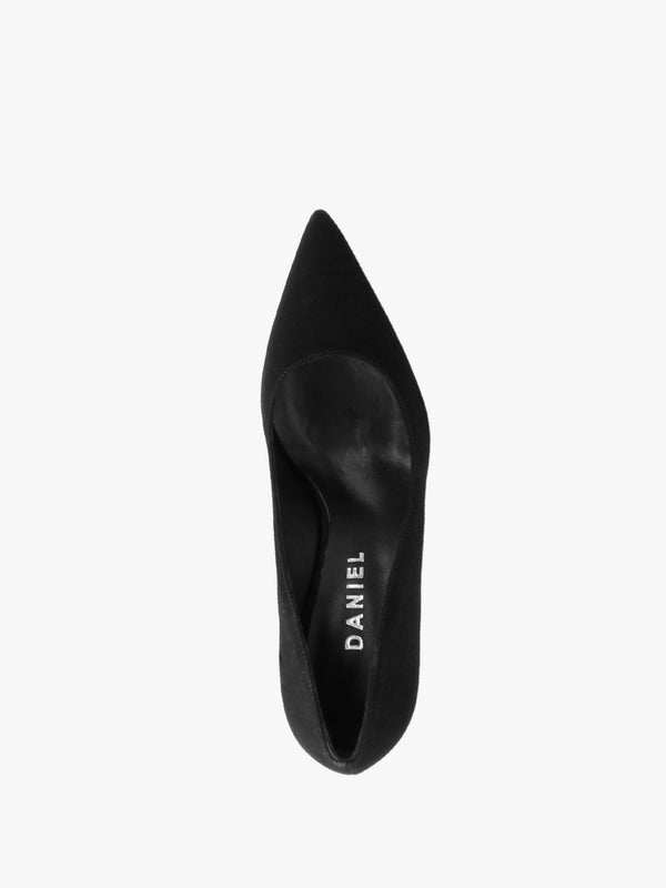 Acourt Black Suede High Heel Court Shoes