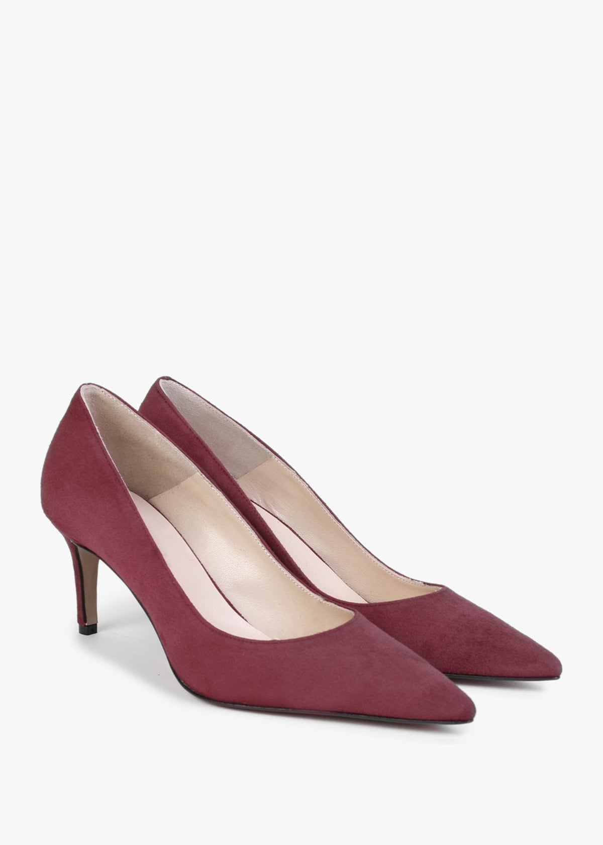 Acourt Burgundy Suede Mid Heel Court Shoes
