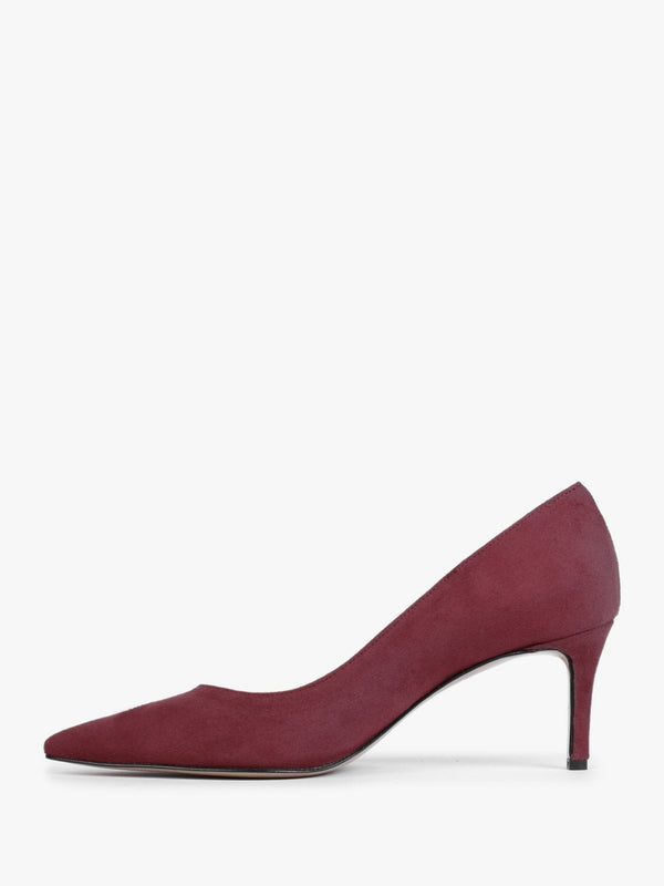 Acourt Burgundy Suede Mid Heel Court Shoes