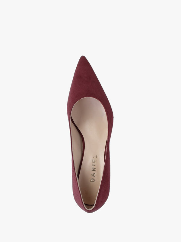 Acourt Burgundy Suede Mid Heel Court Shoes