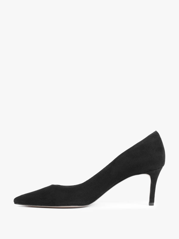 Acourt Black Suede Mid Heel Court Shoes