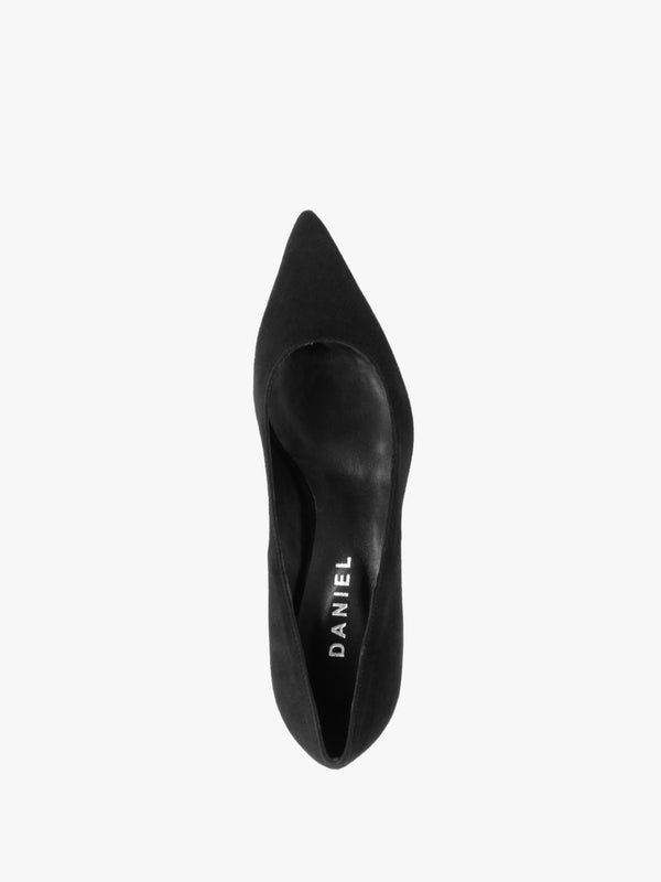 Acourt Black Suede Mid Heel Court Shoes