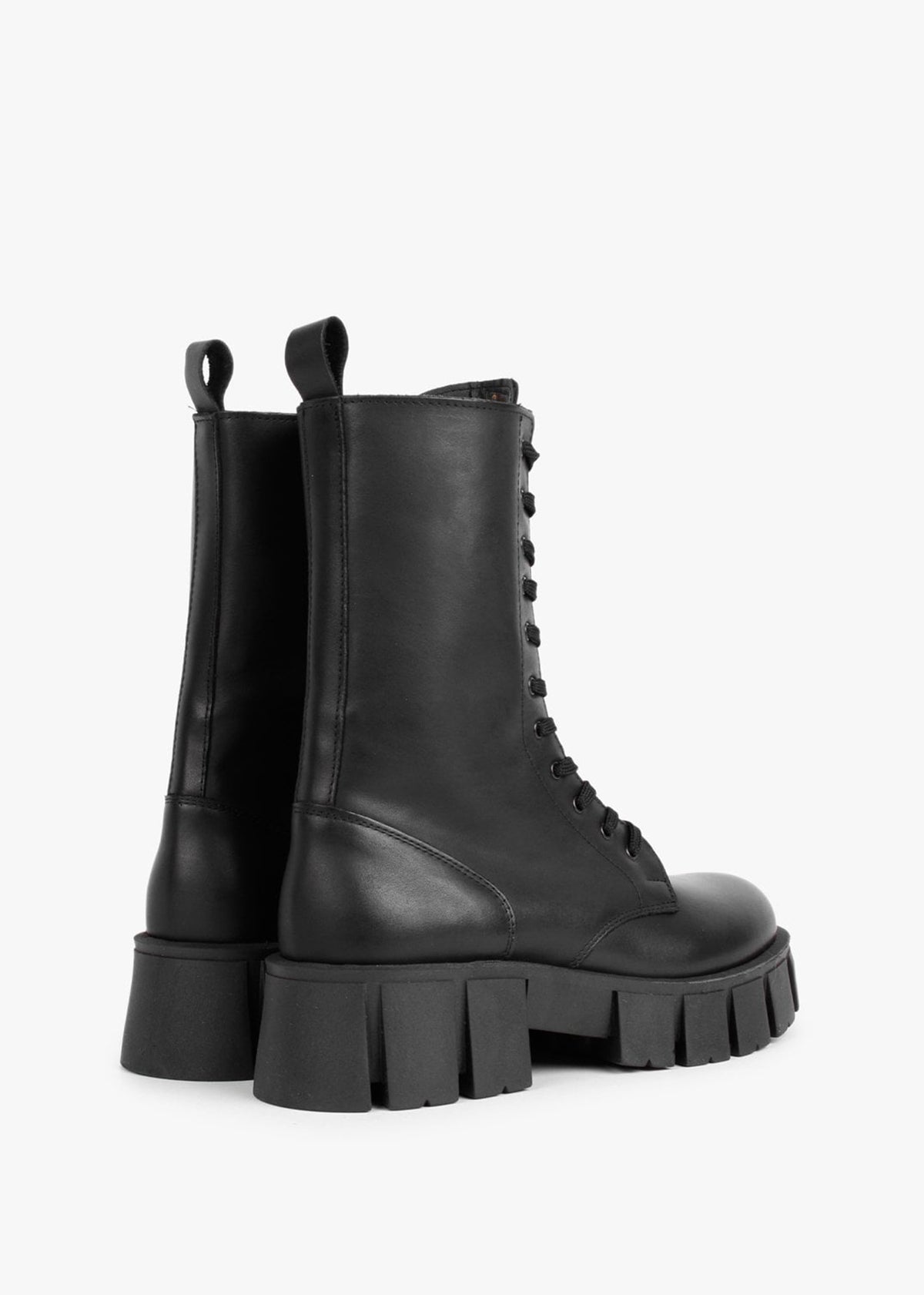 Achunky Black Leather Biker Boots