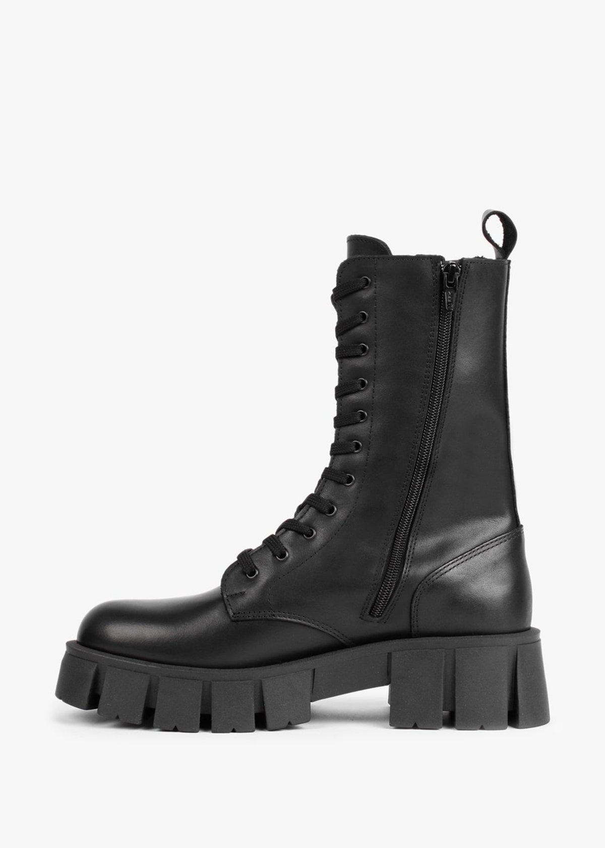 Achunky Black Leather Biker Boots
