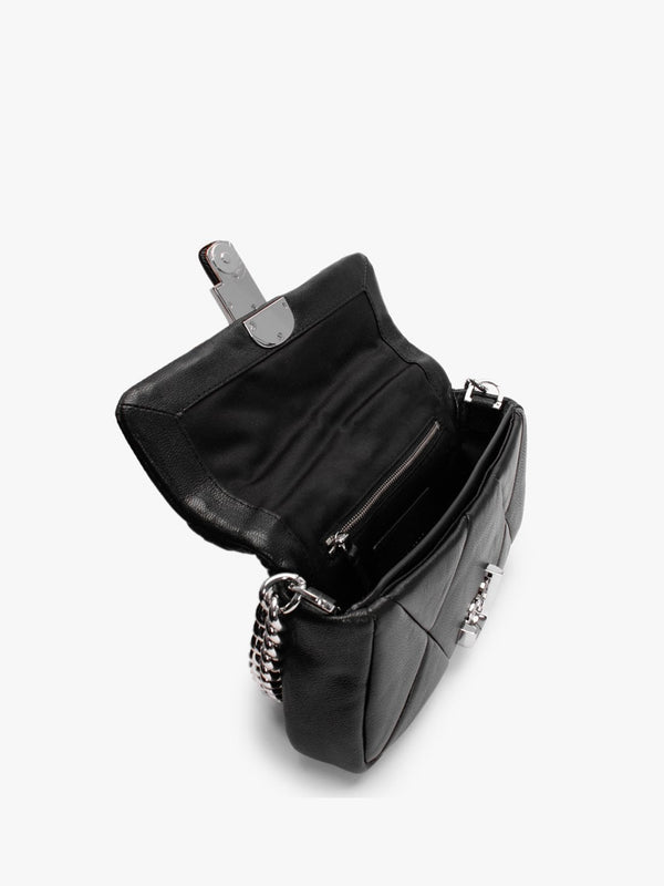 The Puffy Diamond Quilted J Marc Black Leather Shoulder Bag