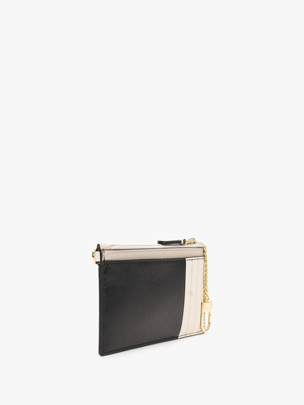 The Slim 84 Colourblock Top Zip Black Multi Leather Wristlet Wallet
