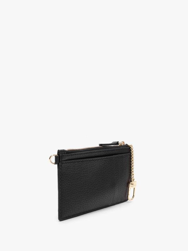 The Leather Top Zip Black Wristlet Wallet