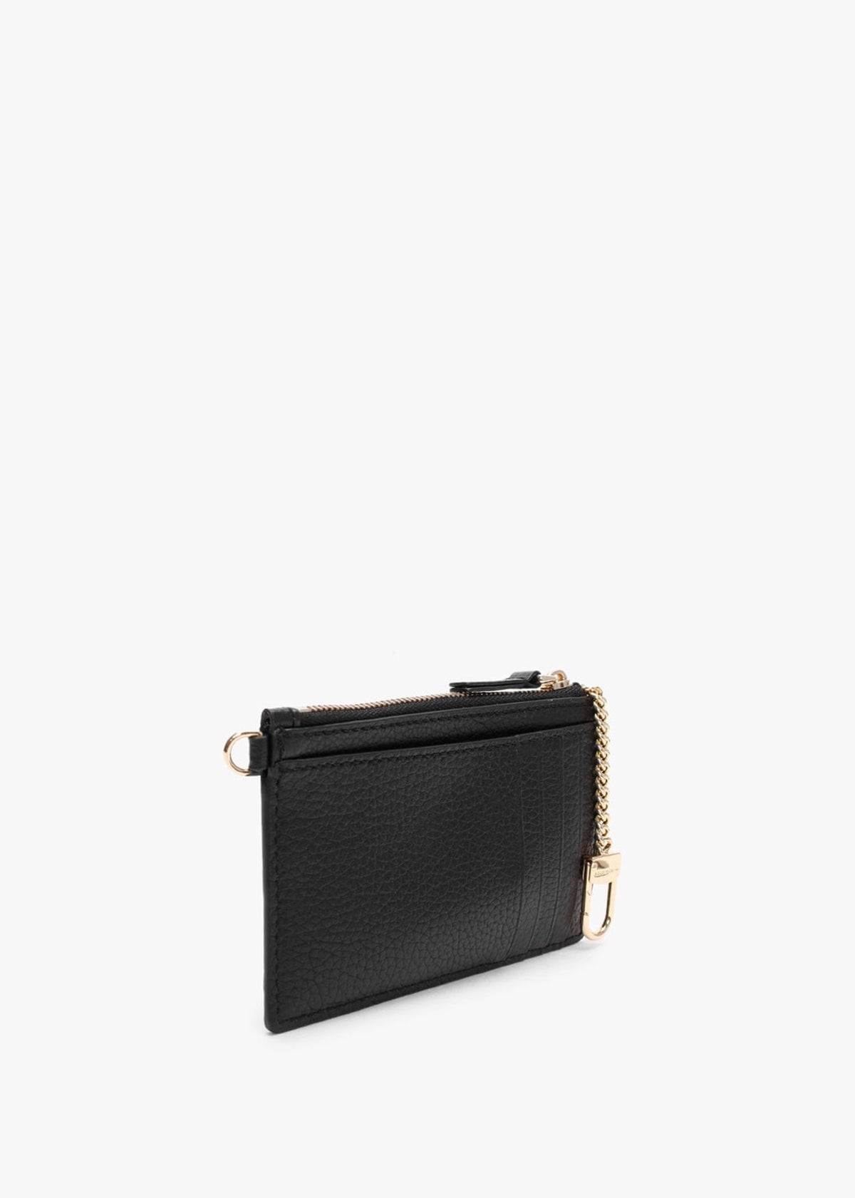 The Leather Top Zip Black Wristlet Wallet