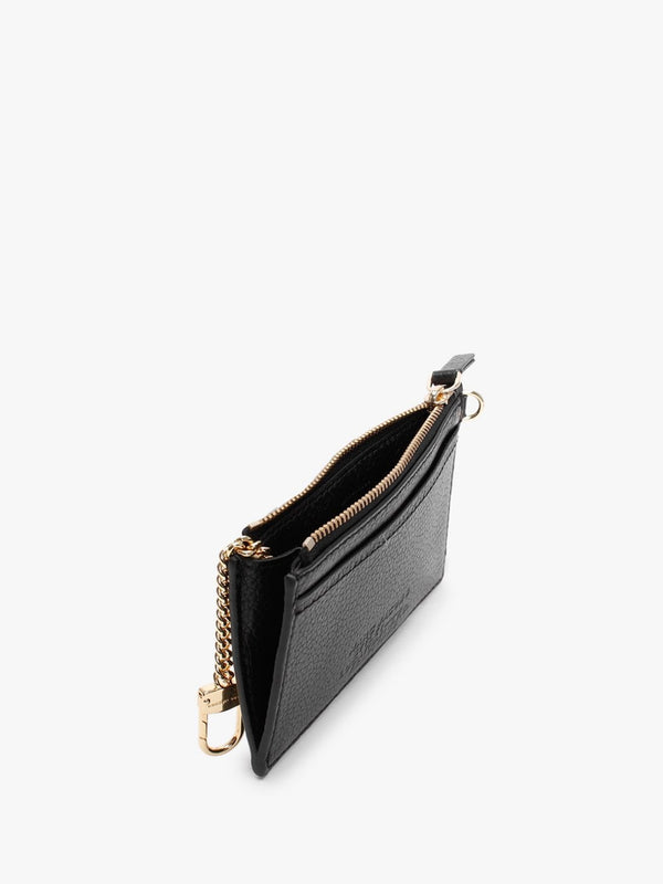 The Leather Top Zip Black Wristlet Wallet
