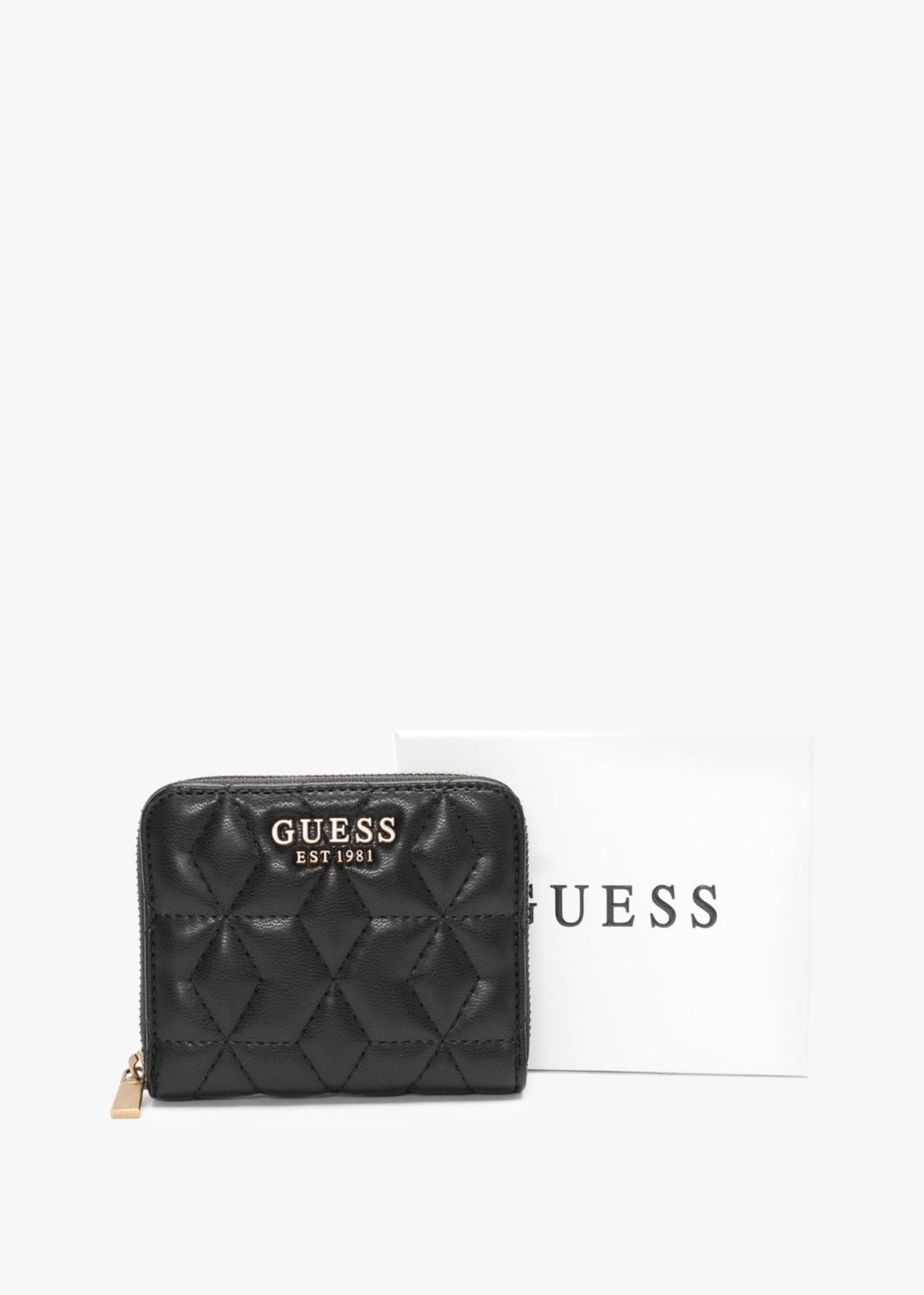 Small Elenia Quilted Black Zip Around Purse