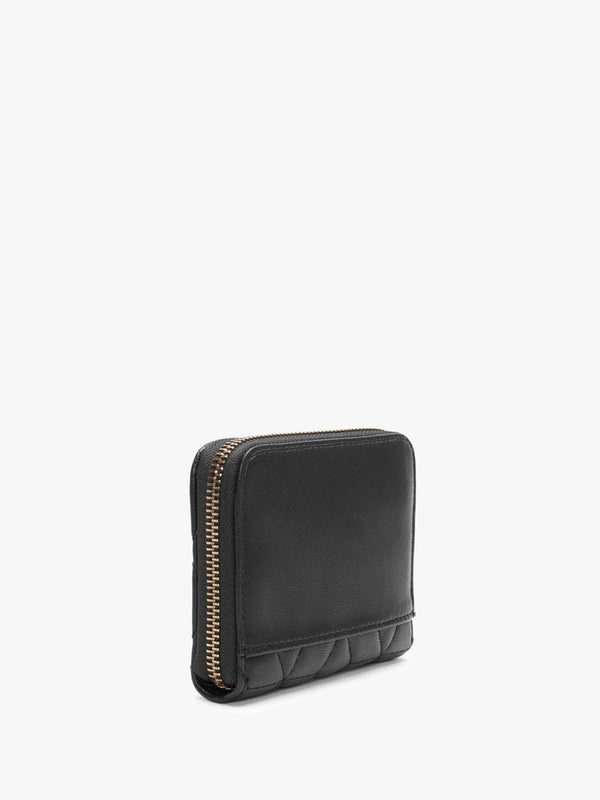 Small Elenia Quilted Black Zip Around Purse