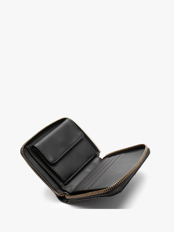 Small Elenia Quilted Black Zip Around Purse