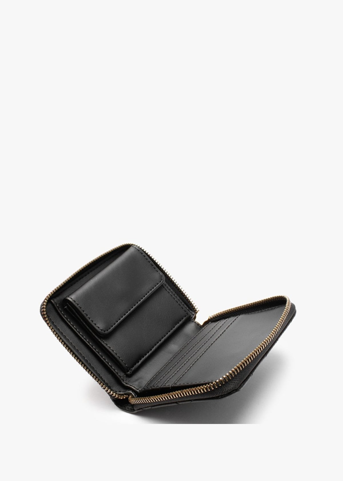 Small Elenia Quilted Black Zip Around Purse