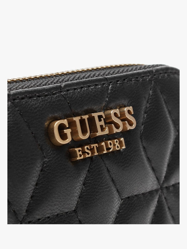 Small Elenia Quilted Black Zip Around Purse