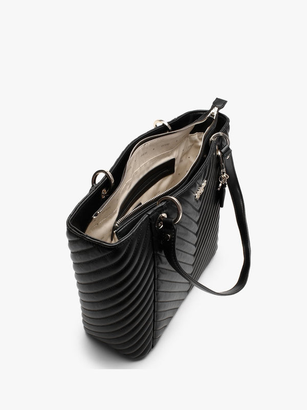 Noelle Chevron Elite Black Tote Bag