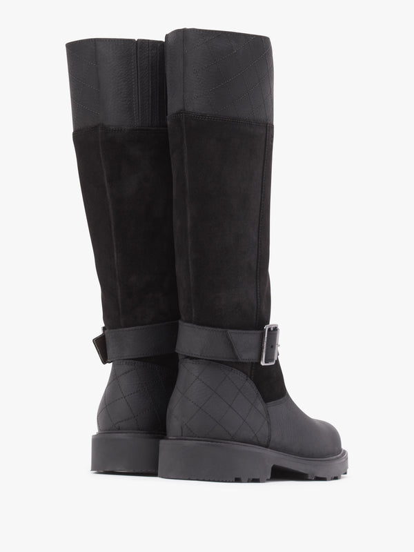 Fareham Black Leather Knee High Boots